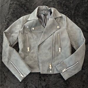 Gray Forever21 Moto Faux Leather Jacket